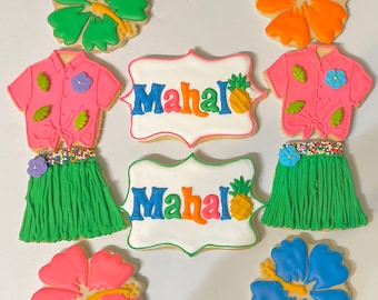 Custom cookies - Aloha and Mahalo Hawaiian themed cookies