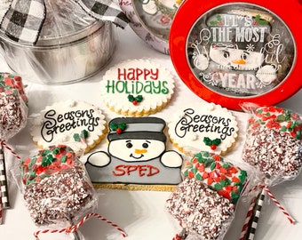 Holiday cookie and brownie pop tin