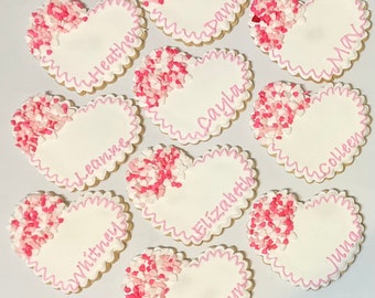 Heart w/name cookies - 1 dozen