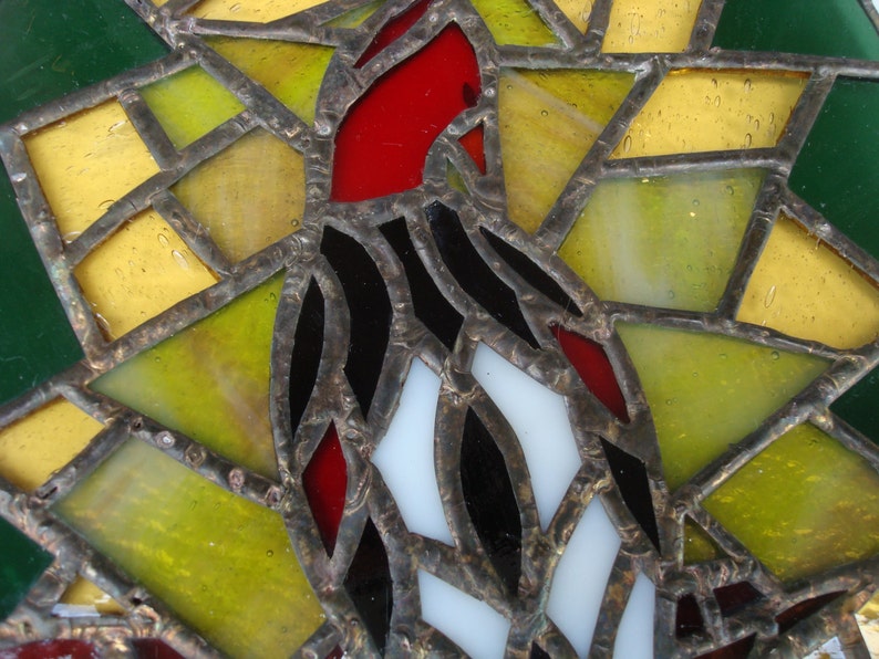 SOLD Vintage Stained Glass Bird Hanging Panel 1970/'s