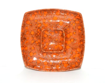 Mid Century Modern Spatter Glazed Bright Orange Chip and Dip Serving Platter
