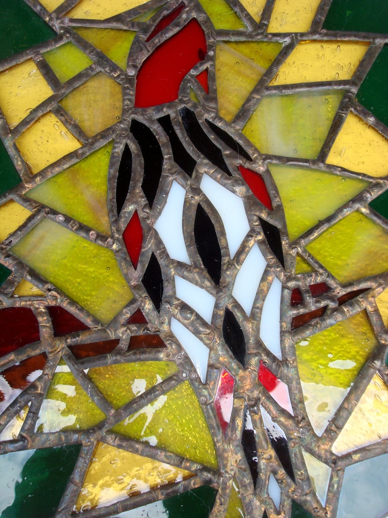 SOLD Vintage Stained Glass Bird Hanging Panel 1970/'s
