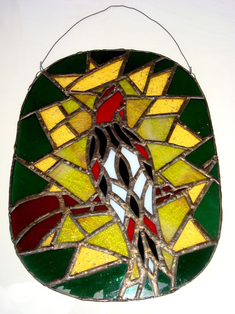 SOLD Vintage Stained Glass Bird Hanging Panel 1970/'s