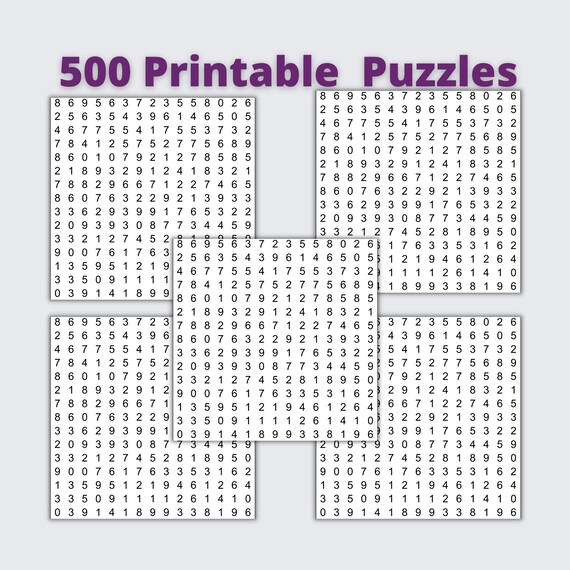 500 printable number search puzzles kdp ready etsy