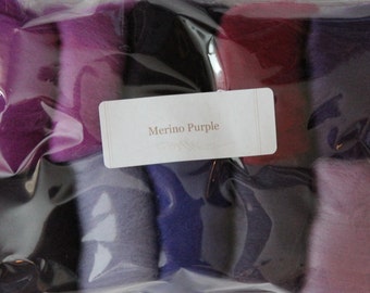 10 PURPLE Merino Roving Wool