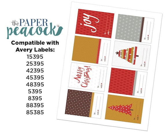 8 christmas gift tags instant download traditional etsy