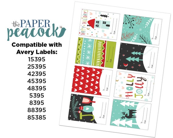 8 christmas gift tags instant download traditional etsy