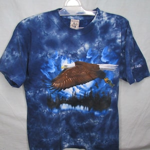 ALORE Bald Eagle T-Shirt Size Large Tie Dye USA Made Vintage 1999