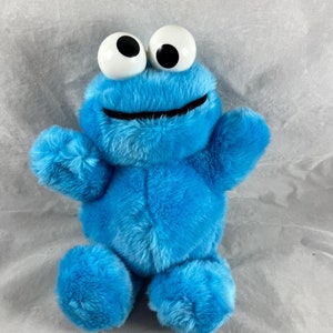 Playskool Sesame Street Muppet 11&quot; Cookie Monster Stuffed Plush Animal Rattle Eyes Vintage 1983