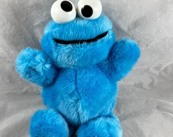 Playskool Sesame Street Muppet 11" Cookie Monster Stuffed Plush Animal Rattle Eyes Vintage 1983