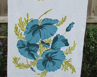 Dundee California Hand Prints Towel Cotton Bold Floral Graphics 27 x 60 Vintage