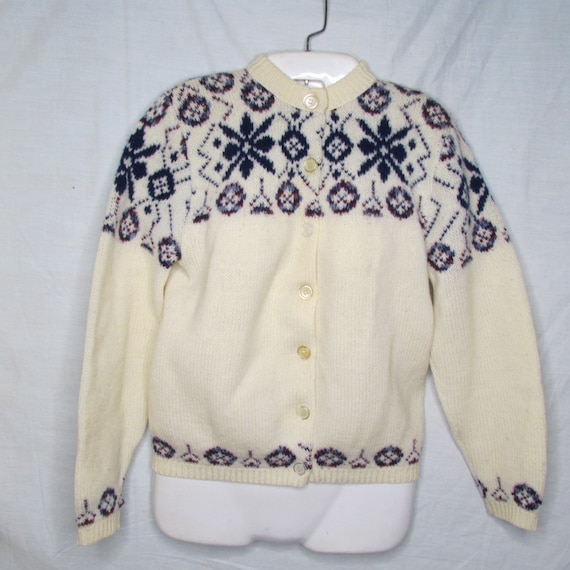 Tarri Fair Isle All Wool Knit Cardigan Sweater Button up