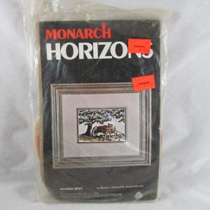 Monarch Horizons Shaded Rest Needlepoint Kit Wall Hanging 5 x 7 Vintage 1978 NEW Old Stock