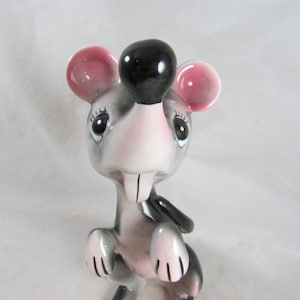 Ceramic Mouse Figurine Character Long Tail Vintage 8 1/2" Rodent Kitsch Display Decor