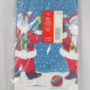 Santa Table Cover Paper 54 x 102&quot; Vintage Hallmark Christmas Holiday Decor