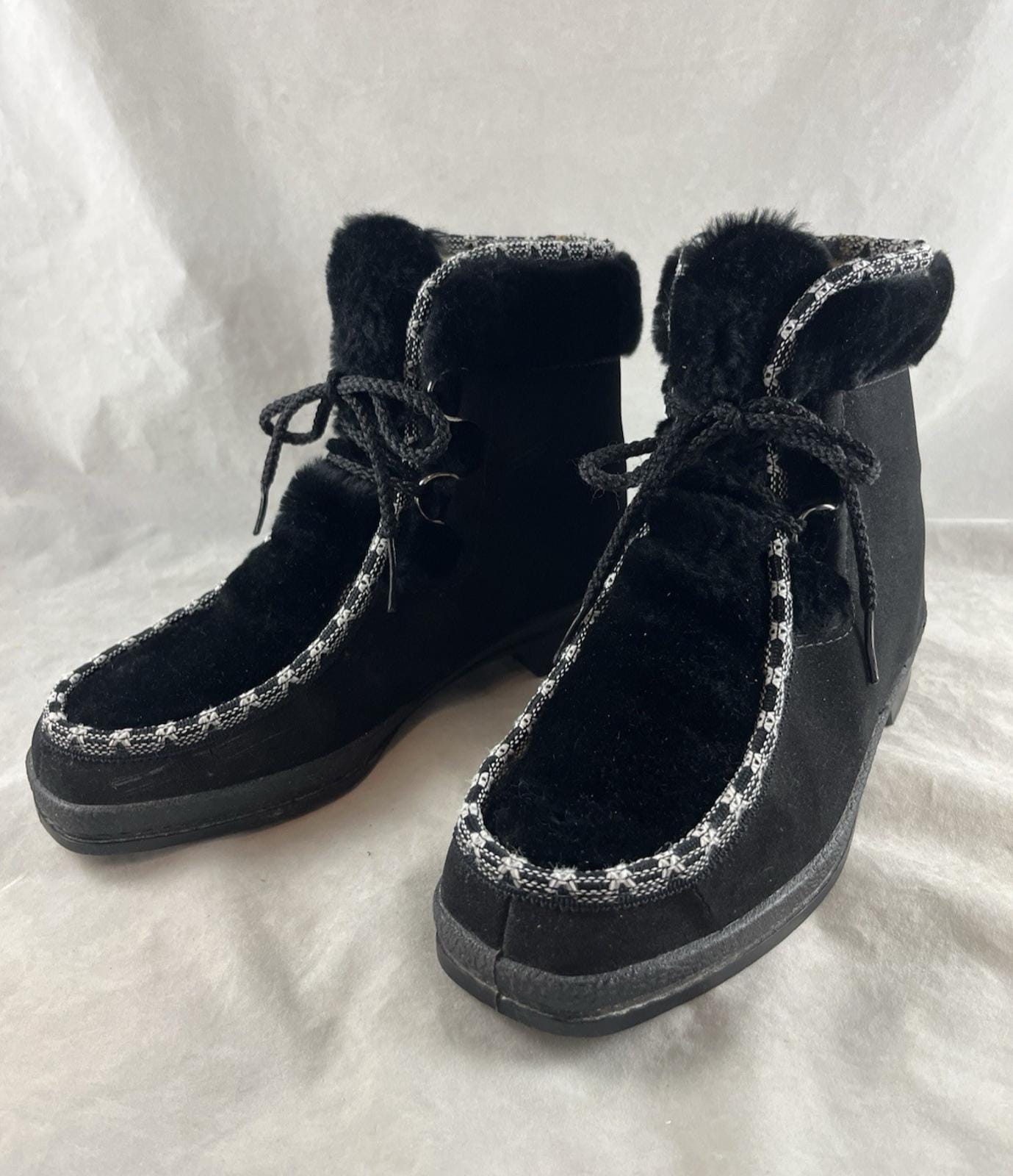 Black Snowland Boots Fleece Lined Faux Fur Size 7 Après-ski  display picture 2