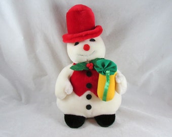 Plush Snowman Holiday Toy Christmas Decor Quality Product Vintage 14 Inch