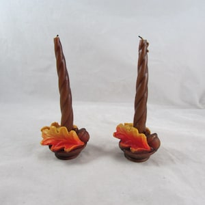 Gurley Candles Tapers Fall Leaves Acorns Vintage Thanksgiving