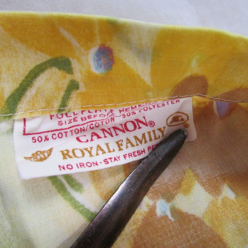 Royal Cannon Shangri La Full Size Flat Sheet Floral Print in Yellow Gold