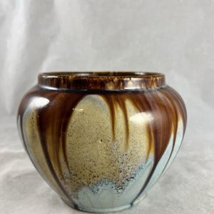 Belgium Art Pottery Blue Brown Drip Glaze Bulbous Vase 4.75" Vintage ...