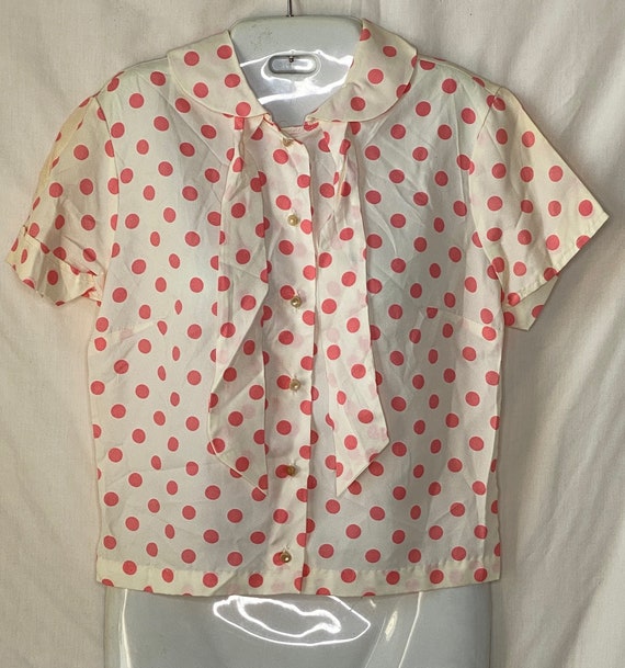 Fashion Fad Pink Polka Dot Blouse Pussy Bow Secre… - image 3