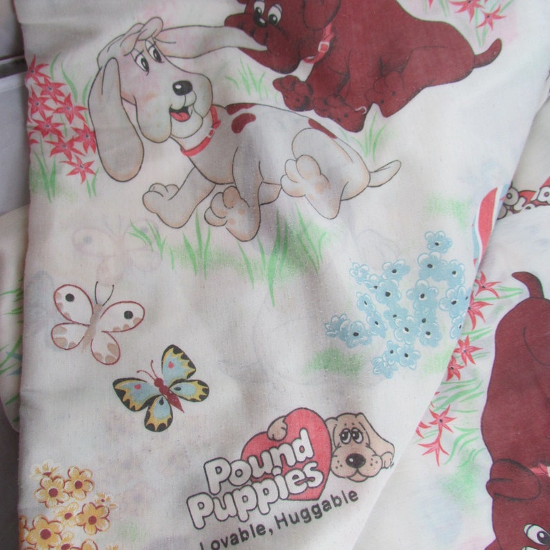 Pound Puppies Print Full Flat Sheet Bibb USA Made Vintage