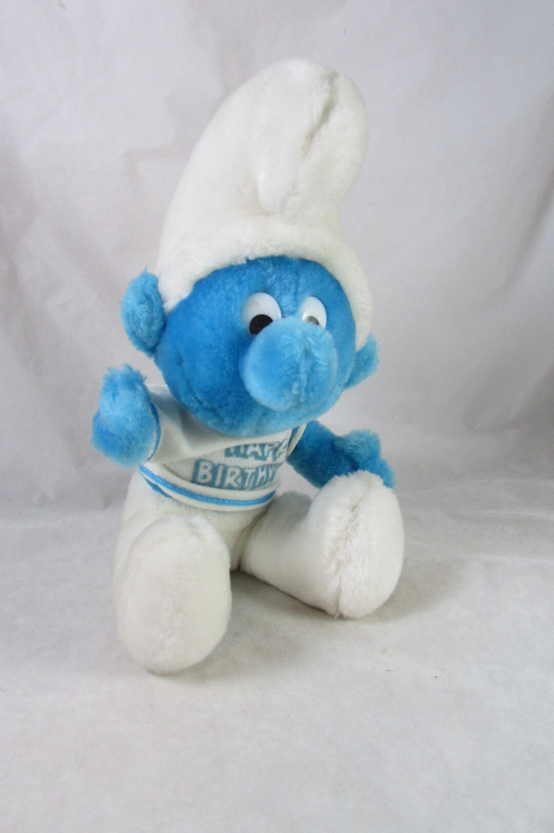 Happy Birthday Smurf Stuffed Plush Toy Doll Peyo Wallace Etsy