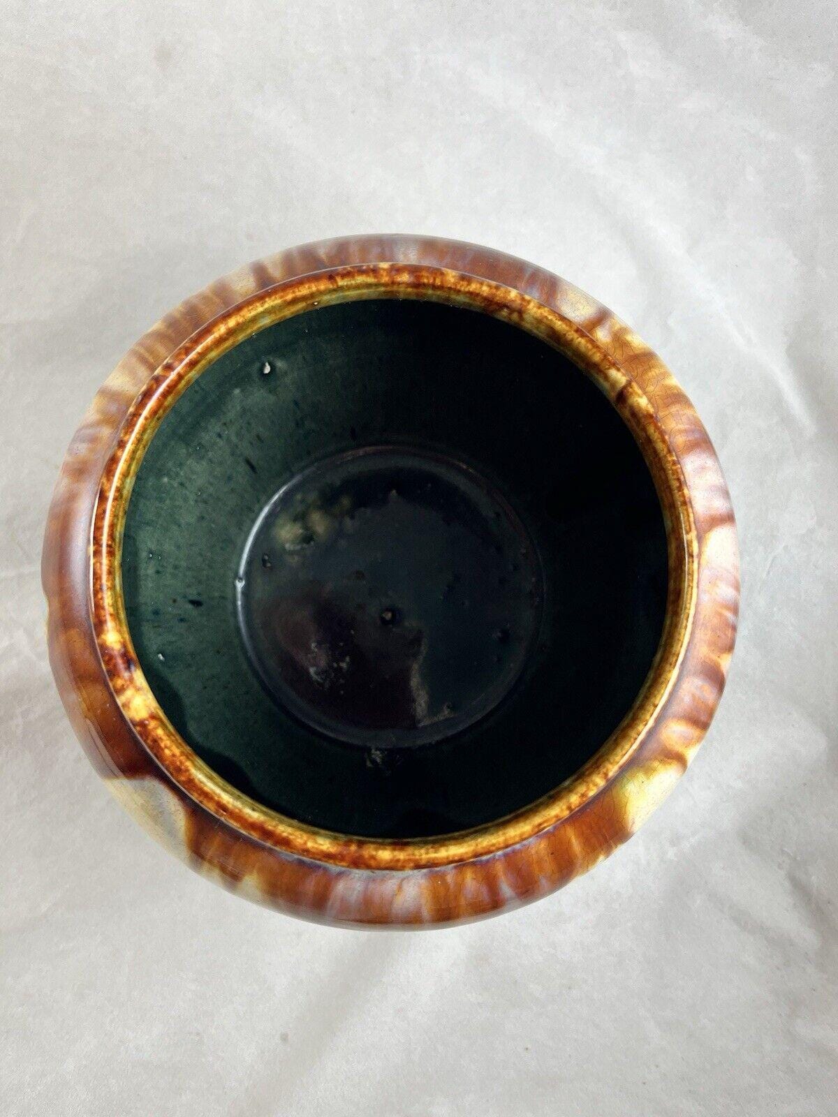 Belgium Art Pottery Blue Brown Drip Glaze Bulbous Vase 4.75" Vintage ...