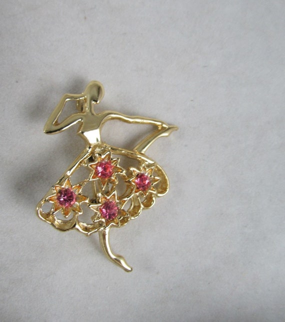 Gerrys Ballerina Dancer Pin Brooch Gold Tone with 