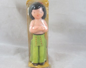 Suni Thanksgiving Candle 7.5" NEW Sealed in Package Made in USA Figural Native American Indian Brave Vintage