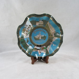 Disneyland Souvenir Glass Candy Dish Sleeping Beauty Castle Fluted Edges Vintage