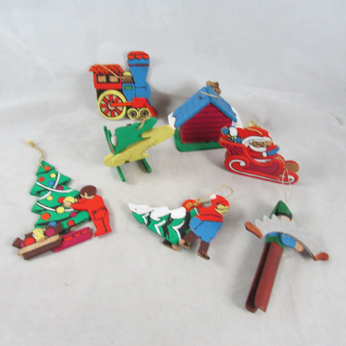 Wood 3D Paint By Number Christmas Holiday Ornaments 7 Lot Etsy