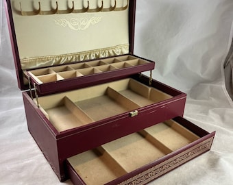 MELE Jewelry Box 3 Tier Auto Opener Drawer Hollywood Regency Look Vintage