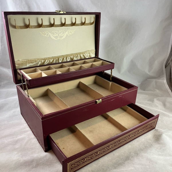 MELE Jewelry Box 3 Tier Auto Opener Drawer Hollywood Regency Look Vintage