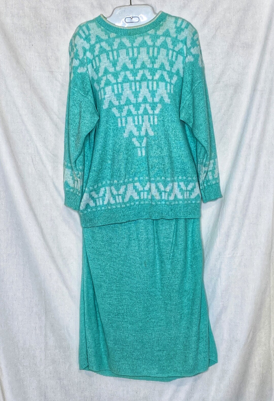 Knit Sweater Skirt Set Geometric Print Made in USA Garland Etsy