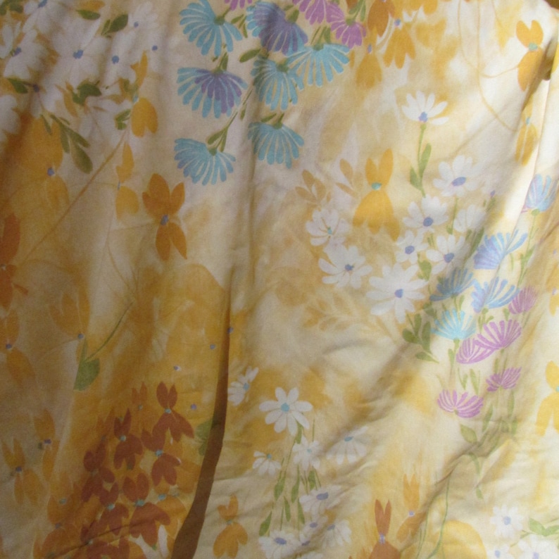Royal Cannon Shangri La Full Size Flat Sheet Floral Print in Yellow Gold