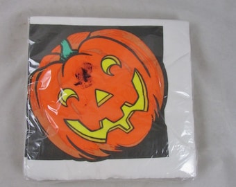 Jack O Lantern Napkins New in Package USA Made American Greetings Halloween Table Vintage 24 Count