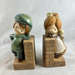 UCTCI Japan Stoneware Figurine Book Ends Vintage 1970s