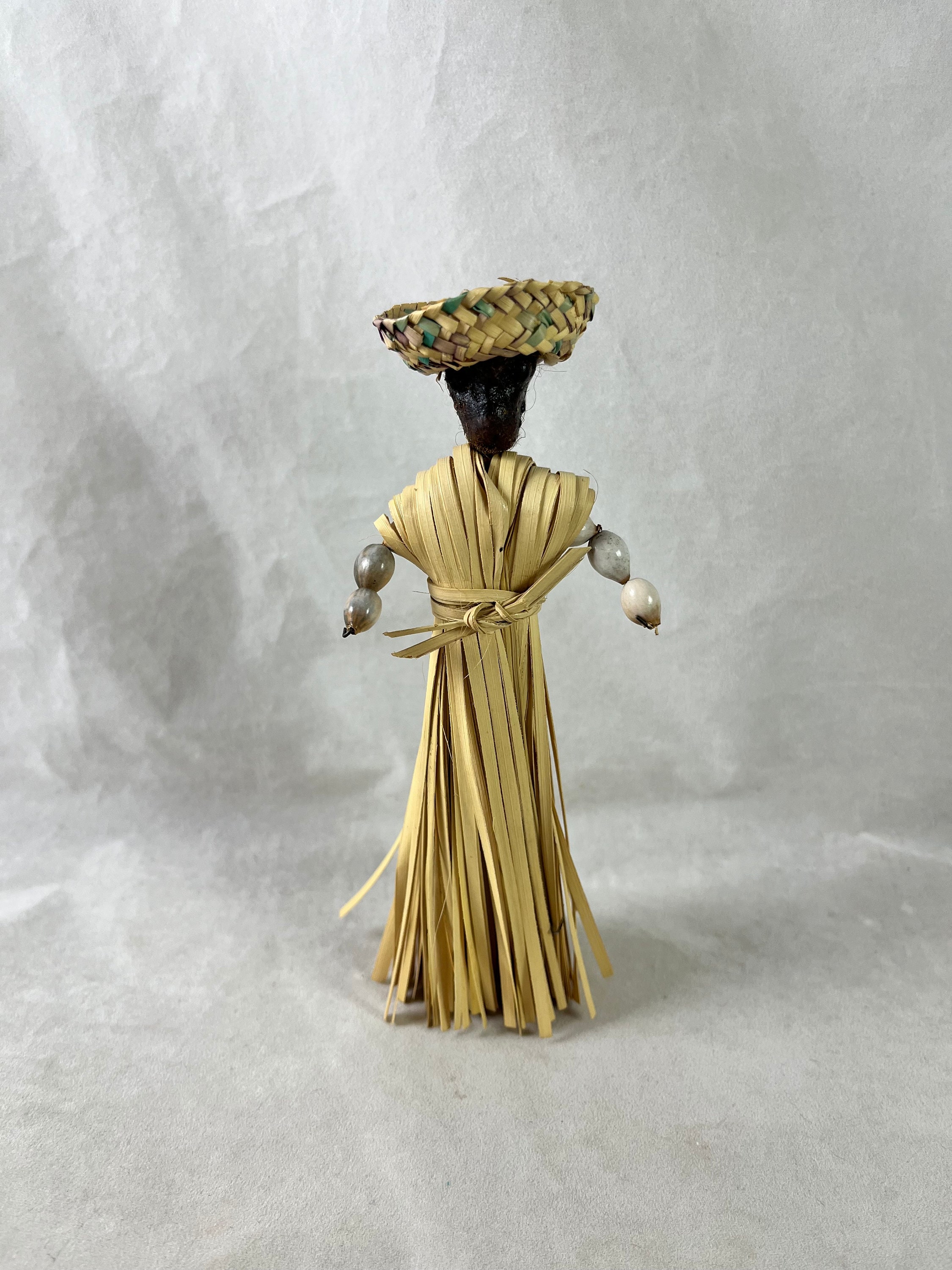 Cashew Nut Folk Art Doll Figurine Hand Made Primitive 1950s 1960s