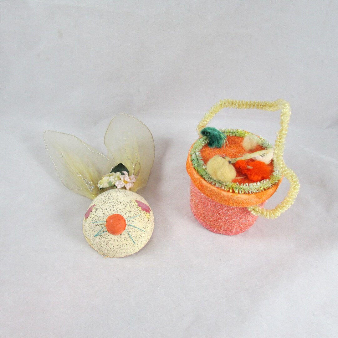 Papier Mache Bunny Head Tulle Ears Paper Candy Container Etsy