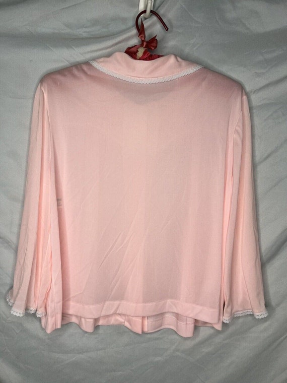 Lorraine Pink Nylon Bed Jacket Lace Trim Covered … - image 3