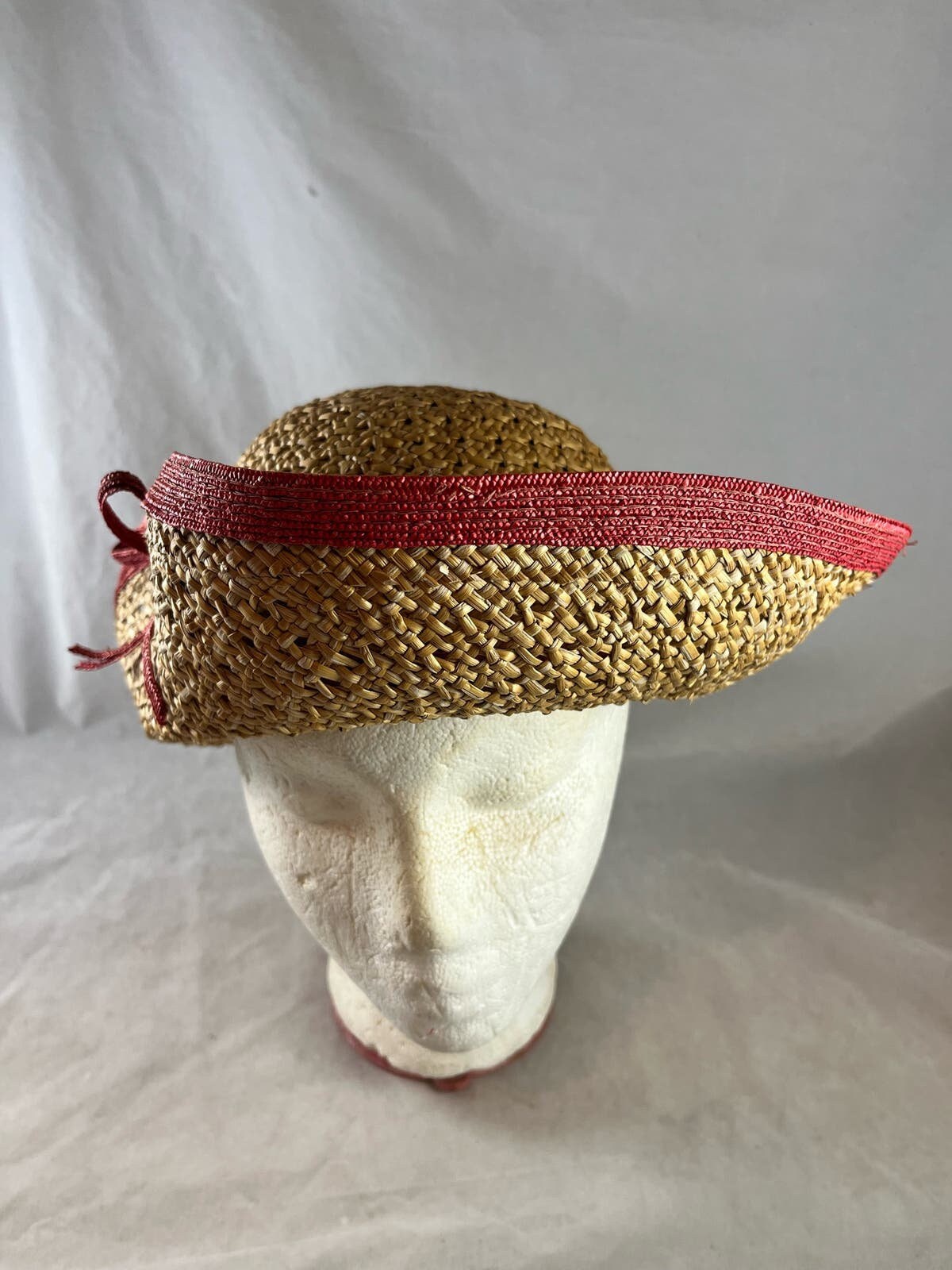 Counter Fit Straw Summer Hat by Frank Olive 1950s Vtg Counter-Fit Frank Olive Famous NY Designer Straw  main image 4