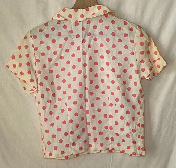 Fashion Fad Pink Polka Dot Blouse Pussy Bow Secre… - image 4