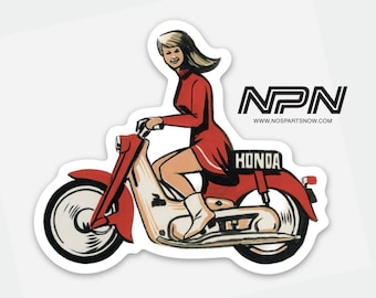 Honda C100 Cub Decal Die Cut Sticker Vintage Motorcycle Illustration Art