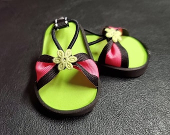 Handmade 18” Doll Clothes- Tropical Beach Sandals - Doll Shoes Handmade to fit 18 inch Dolls Shoes Sandals Trendy
