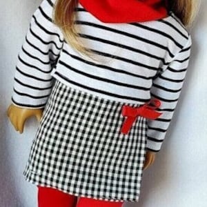 Chic Handmade 18 inch Doll clothes, Doll Clothes Set, 'She's so Chic outfit with accessories for 18" dolls Hat Skirt Leggings Top Scarf