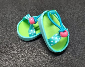 Handmade Doll Clothes Sandals to fit 14.5" Dolls Summer Fun Sandals - Cool Waters - Doll Shoes for 14.5 inch Girl Dolls