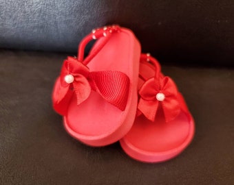 Handmade Doll Clothes- Shoes, Sandals Made to fit 18 inch Dolls Red Ribbon Sandals accessories for 18" Dolls