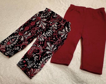 2 Handmade Doll pants Clothes Made to fit popular 18" Dolls clothes and Similar Dolls Earth Leggings, Capri Length Pants.