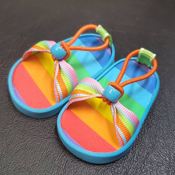 Handmade 18” Doll Clothes- Summer Sandals - Rainbow Doll Shoes Handmade to fit   18 inch Girl Doll clothes and similar 18 inch Dolls